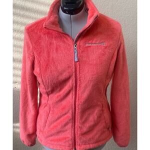 Free Country Fleece Zip Jacket S Picnic Coral Butter Pile Fuzzy Warm EUC
